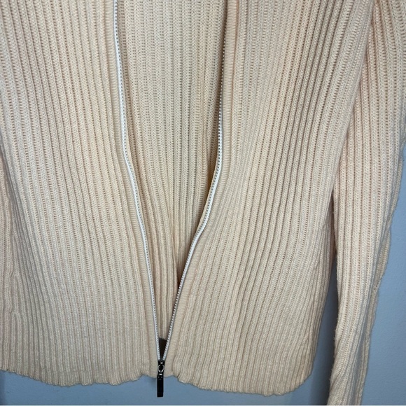 New Petite Sophisticate Womens Merino Wool Full Zip Cardigan Sz M Italian Cream - Picture 7 of 14